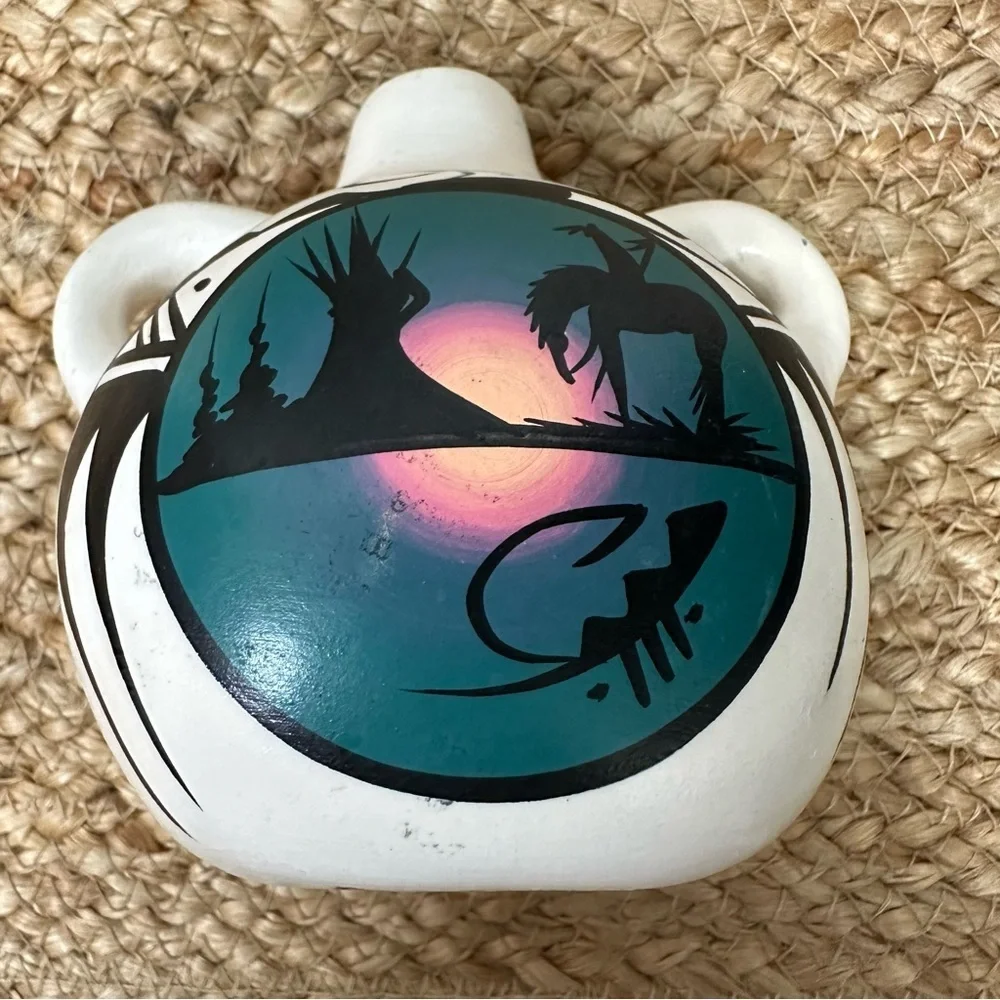 Native American Horse & Rider Navajo Water Vessel‎ Vase Jug Pottery